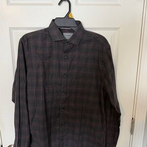 Stitch Men's Charcoal and Red Checkered Shirt
